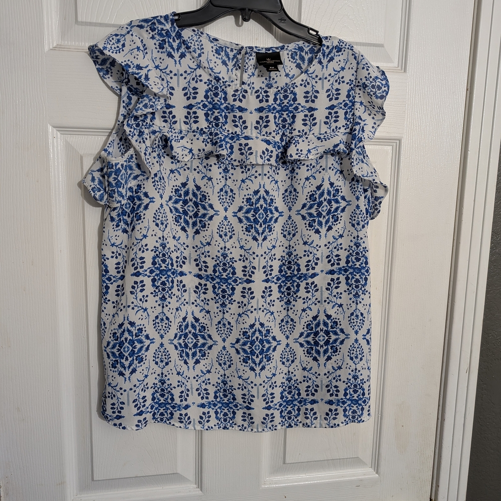 Worthington Blue and White Floral Blouse